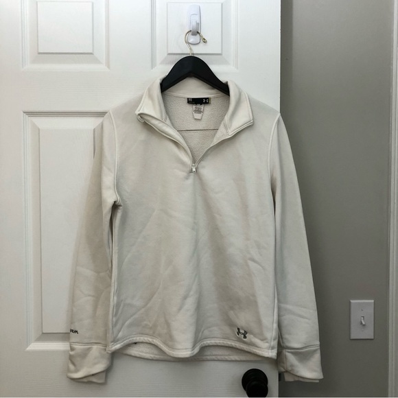 Under Armour Women's Delma 1/4 Zip Fleece Cold Outerlayer Pullover in White M - Picture 4 of 16